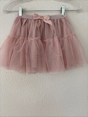 NWT! H&M Blush Pink Glitter Tulle Tiered Tutu Skirt with Bow